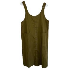 Gudrun Sjoden Overalls Dress Olive Small Lagenlook Linen Bib Organic Cotton V14